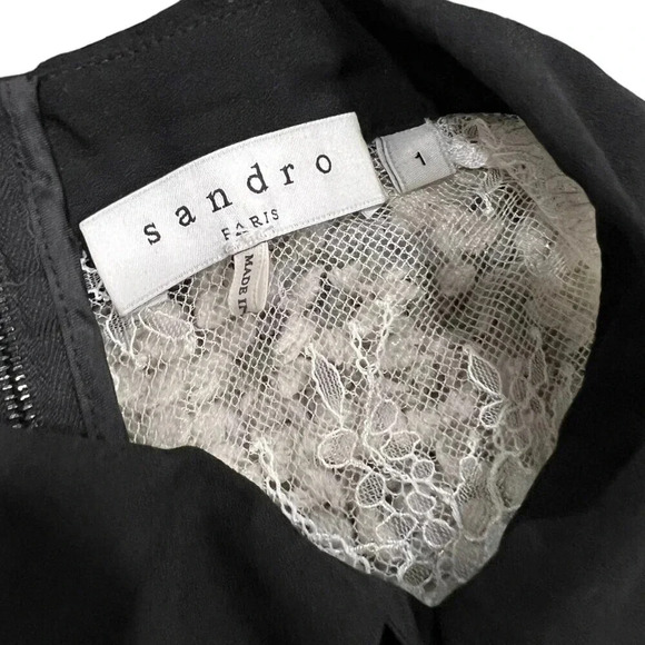 Sandro Paris Two Tone Lace Mini Dress S - Picture 4 of 5